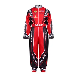 <span class=keywords><strong>Traje</strong></span> Clásico de Carreras de una Pieza Color <span class=keywords><strong>Rojo</strong></span> para Adultos y Niños, Uniforme de Cosplay y Entrenamiento de Karting para el Verano - Product Image 1