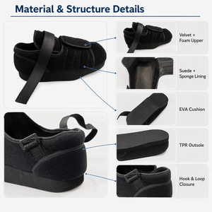 Chaussure de marche post-opératoire réglable à boucle auto-agrippante, doublure en velours suédé, semelle rigide compensée <span class=keywords><strong>pour</strong></span> blessure de l'avant-<span class=keywords><strong>pied</strong></span> et soins post-chirurgicaux du <span class=keywords><strong>pied</strong></span> - Product Image 2