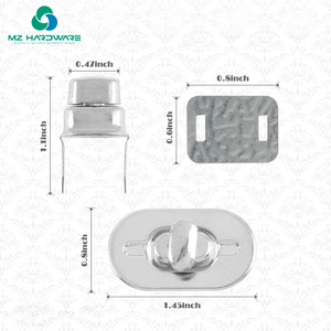 Broche de bloqueo giratorio plateado de fábrica para monedero, fabricación de bolsos, cierres de <span class=keywords><strong>Hardware</strong></span>, sujetadores, piezas especiales de cuero para bolsos, accesorios - Product Image 2