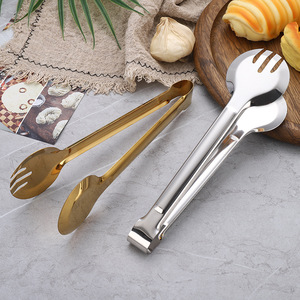 Multi Function 201 Stainless Steel Food Clip Home Kitchen Cooking Bread Pasta Barbecue Gold <strong>Serving</strong> <strong>Tongs</strong> - Product Image 1