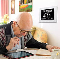 Pros Desktop Dinding 8 Inci Jam Alarm Digital Jam Dementia HD Penuh Kalender Hari Tanggal Jam Elektronik Waktu Digital