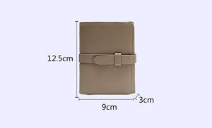 Portefeuille court pliable pour femme en cuir pleine fleur, multifonctionnel, avec cordon de serrage, grande capacité - Product Image 3