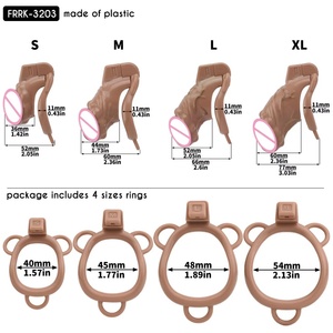 กรงครอบอวัยวะเพศชาย FRRK Resin Skin รูปทรงเหมือนจริง พร้อมห่วงรัดอวัยวะเพศชาย 4 ขนาด ปลอกครอบอวัยวะเพศชาย ของเล่นผู้ใหญ่ BDSM สำหรับผู้ชาย - Product Image 5