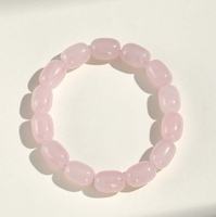 Bracelet de prière à anneau unique en cristal rose naturel Starlight, perle ronde en forme de baril