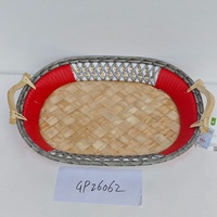 Cesta de Pão Artesanal de Vime com Alças, Estilo Costeiro Colorido, Ecológica, para Servir Frutas e Organização de Cozinha, Peça Única