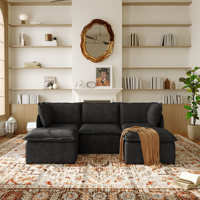 VOXHOME Meubles de salon, canapé modulaire en forme de L, style italien moderne minimaliste, tissu en lin simulé, ensemble de canapés d'angle