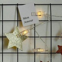 Guirlande lumineuse LED en forme d'étoiles en cuivre, alimentée par piles, avec pinces photo, multicolore, pour décoration de Noël, de mariage et de fête, éclairage décoratif