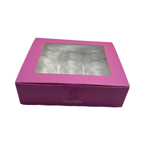 Scatola Quadrata per Biscotti in Cartone Ondulato Rosa Ecologica e Riciclabile, Laminazione Opaca, Goffratura, per Snack, Pasticceria e Torte - Product Image 2