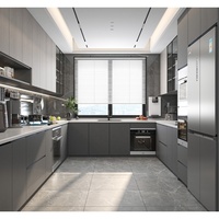 Ensemble de meubles de cuisine modulaires en mélamine et acier inoxydable au design moderne, prix d'usine Chine, pour appartement