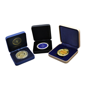 Everwin 2025 Hot Bán PU da đồng xu hộp kim loại nghề thủ công tùy chỉnh màu sắc/Logo/Kích thước bền huy hiệu huy chương hiển thị hộp - Product Image 1