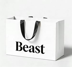 Sac à main promotionnel en papier couché mat de luxe, écologique et durable, avec poignées personnalisées pour boîte cadeau - Product Image 1