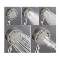 Pommeau de Douche à Main avec Finition Chromée Brossée, Jets/Massage/Pluie/Pulvérisation Douce, Design Moderne pour Appartement et Villa