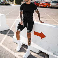 Ensemble de survêtement pour homme, été, respirant, anti-transpiration, antibactérien, coupe ample, polyester/coton, short, pantalon, t-shirt