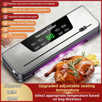 Scelleuse sous vide automatique en acier inoxydable pour cuisine avec coupe-sac intégré, aspiration puissante et largeur de scellage de 30 cm pour l'emballage alimentaire