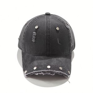 Style rétro hip-hop avec rivets et bords effilochés, ajustement unisexe (55-60 cm), mode vintage pour la rue, le shopping et les activités de plein air - Product Image 5