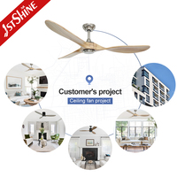 Ventilateur de plafond intelligent 1stshine 56 pouces en bois massif, commande vocale, décoration intérieure, installation facile, vente en gros