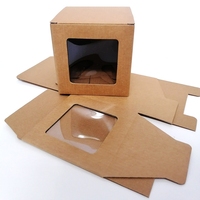 Boîte cadeau en carton ondulé écologique avec fenêtre pour jouets, papeterie, bougies, savons, emballage en forme de cube avec logo personnalisé