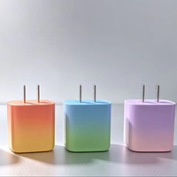 Chargeur mural rapide GaN à double port USB-A et USB-C avec prise UE/US, motif personnalisé dégradé de couleur, certifié FCC CE, adaptateur pour iPhone 18 PM