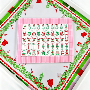 Jeu de Mahjong pliable en acrylique sur le thème de Noël rose, avec des tuiles de Mahjong Joker, motif Père Noël, <span class=keywords><strong>rennes</strong></span> et cannes en sucre, cadeau de Noël - Product Image 5