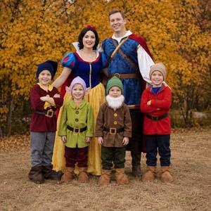 Conjunto de Disfraces de Princesa de las Nieves de <span class=keywords><strong>Disney</strong></span> para Toda la Familia, Disfraces de Príncipe y Enanitos para Adultos, Hombres y Mujeres, Conjuntos Combinados para Halloween - Product Image 1