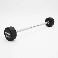 Ensemble de barres de musculation EZ à 12 côtés en acier à poids fixe, poignée moletée antidérapante durable, revêtement en uréthane noir, marque OEM pour usage commercial