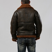 Veste d'aviateur B3 OEM en cuir véritable marron pour homme, en peau de mouton, avec fourrure naturelle, style décontracté, pour l'hiver