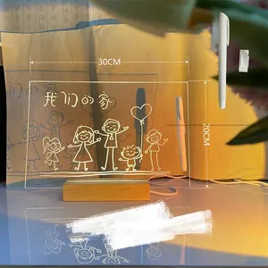 Transparante Lichtgevende Acryl Note Board Desktop Uitwisbare Nachtlampje Memo Message Board Ponskaart Artefact