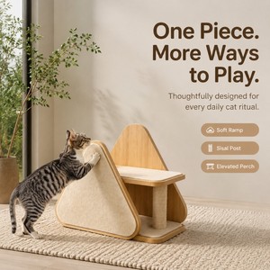 Condo pour <span class=keywords><strong>chat</strong></span> en bois style maison, griffoir en sisal, <span class=keywords><strong>arbre</strong></span> à <span class=keywords><strong>chat</strong></span> d'intérieur pour la sieste - Product Image 5