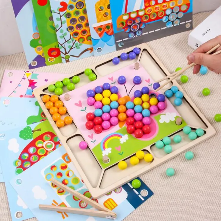Интеллектуальная игра для обучения мозгу/фокусировки, деревянные клипсы, бусины, подходит к настольной игре для малышей