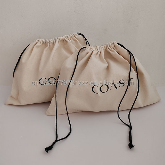Eco Friendly Large Size Recycled Canvas Cotton Shoes & Clothing Cotton Drawstring Bags Canvas Drawstring Dust Bag with Logo