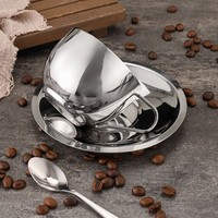 Ensemble de tasses à café isothermes à double paroi en acier inoxydable 304 avec soucoupe, style milanais, tasse à café de luxe couleur macaron, cadeau de bureau