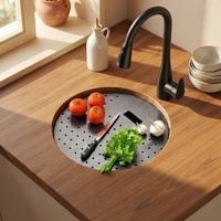 MOSHE RV Évier simple en acier inoxydable 304, surface nano, avec robinet chaud/froid, pour bar à domicile et café, fabrication industrielle, à encastrer sous plan