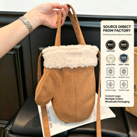 Sac à main en daim style coréen personnalisé, tendance, double face, élégant, sac à bandoulière pour femme, sac hobo en peluche pour femme