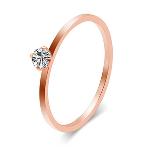Simple <b>Diamond</b> <b>Ring</b> 1mm Stainless Steel Three Color Prong Setting For Women Gift Jewelry - Product Image 4
