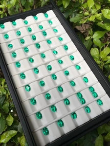 Zhanhao yüksek kalite kolombiyalı Lab, halka yapımı için zümrüt Oval boncuklar oluşturuldu hidrotermal 5x7mm 1CT 2CT sentetik zümrüt - Product Image 5