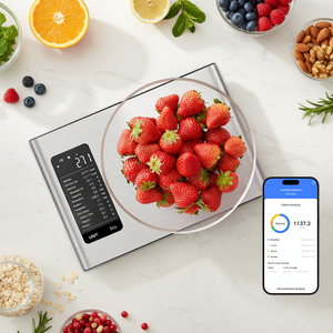 Кухонные весы из нержавеющей стали со встроенным сканером штрих-кодов, интеллектуальным приложением для подсчета калорий и калькулятором пищевой ценности - Product Image 1