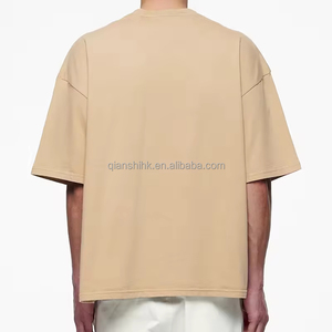Camiseta de hombre de algodón de manga corta con hombros caídos, lisa, personalizada, de gran tamaño y peso pesado, para verano, al por mayor - Product Image 5