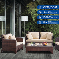 Ensemble de meubles d'extérieur en rotin PE moderne et confortable, durable, avec sièges profonds, style minimaliste, tissé à la main, pour terrasse, canapés de jardin, canapé d'extérieur