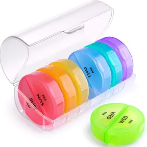 Weekly Pill Organizer 2 Times a Day Daily AM PM Pill Box with 7 Detachable Pill Case