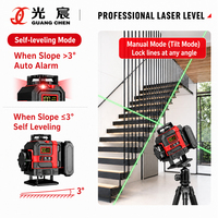 Niveau laser vert professionnel GuangChen 4D 16 lignes 360° °   Système de nivellement automatique avec télécommande et deux batteries pour montage en armoire