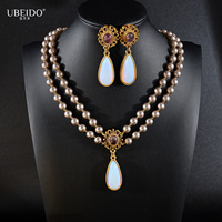 Ensemble collier et boucles d'oreilles perles, style luxe léger, sensation haut de gamme, chaîne de clavicule, bijoux artistiques rétro, vente chaude