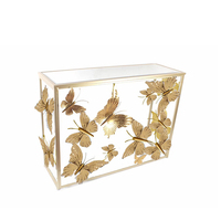 Personnalisé En Forme De Papillon En Verre À La Maison Blanc Or Console En Métal Moderne