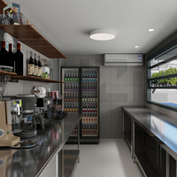 Kiosque modulaire préfabriqué en acier pour usage commercial, bar conteneur maritime pop-up au design industriel