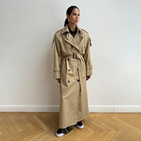 Manteau Trench en Coton Long Coupe-Vent 2025 Automne Ample pour Femme