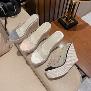 Nouvelles sandales d'été 2023 pour femmes, en corde de chanvre transparente, à talon compensé épais, 10,5 cm - Product Image 5