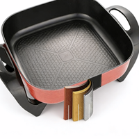 Casserole électrique multifonctionnelle avec revêtement en alliage d'aluminium, pour grillades et fritures