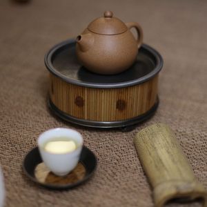 Xiangfei Bamboo <b>Tea</b> Stand Round Pure Tin Wrapped Handmade <b>Pot</b> Stand For Chaozhou Kung Fu <b>Tea</b> <b>Set</b> - Product Image 2