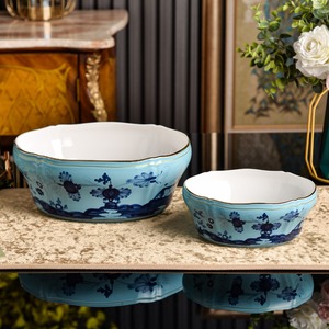 Hot Selling Italian Oriental Porcelain 7+10 Inch Fruit Bowl Full Gift Box Packaging - Product Image 3