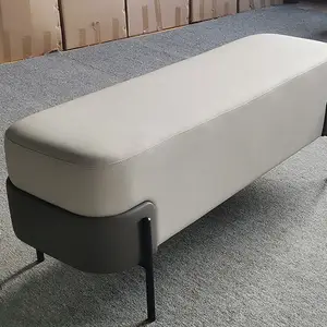 Modern Style Living Room High Quality Grey Leather Ottoman For Siting