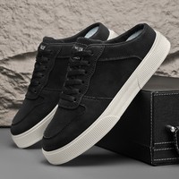 Chaussures décontractées pour hommes à lacets avec doublure en maille, tige en tissu, semelle extérieure en PVC, grande taille, collection printemps